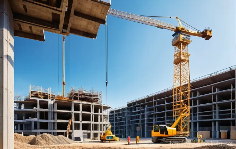 공정관리기술자와 크레인 스케줄 관리 - **A highly professional construction project manager, of any gender, standing confidently in front o...