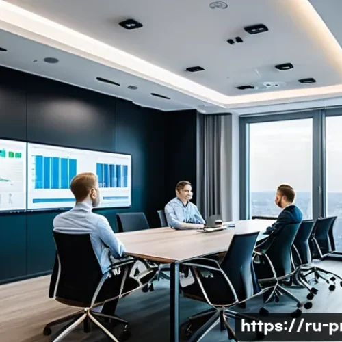 공정관리기술자와 프로젝트 매니저의 협업 사례 - A modern office meeting room in Moscow with diverse Russian engineers and project managers engaged i...