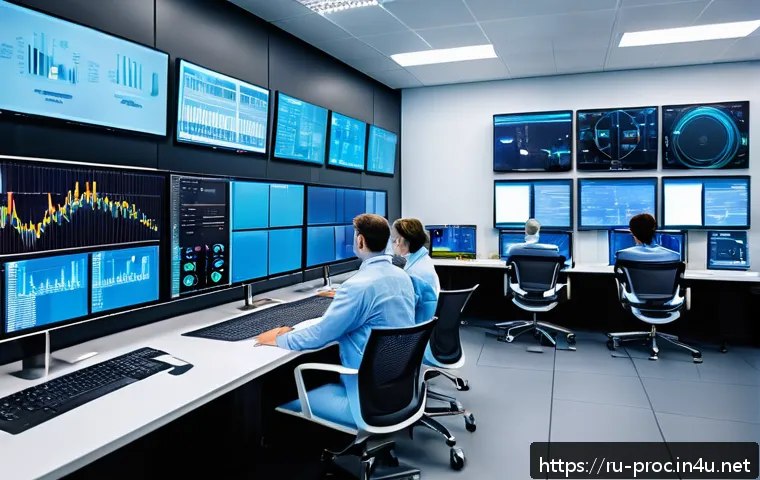 공정관리기술자 실무 노하우 공유 플랫폼 - A modern industrial quality control room with diverse professionals collaborating around high-tech a...